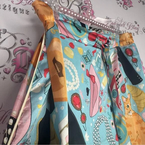 Karen mabon pants pj Colorful Cat Print Pajama Pants gummy bears pearls phone - Picture 5 of 16